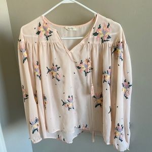 Flower Embroidery, button sleeves